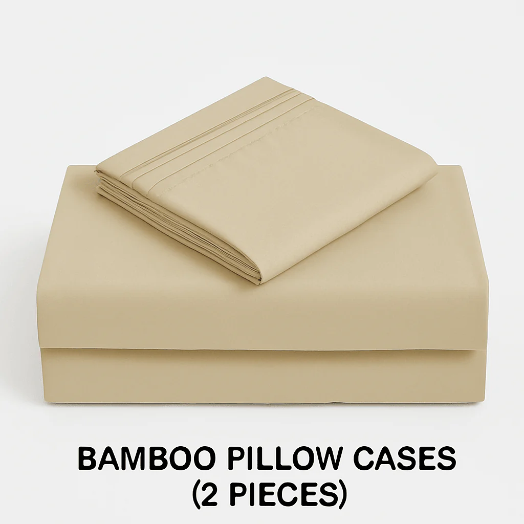 Beige Bamboo Pillow Cases Sets - Soft & Wrinkle-Free Pillowcase for Bamboo - Image 4